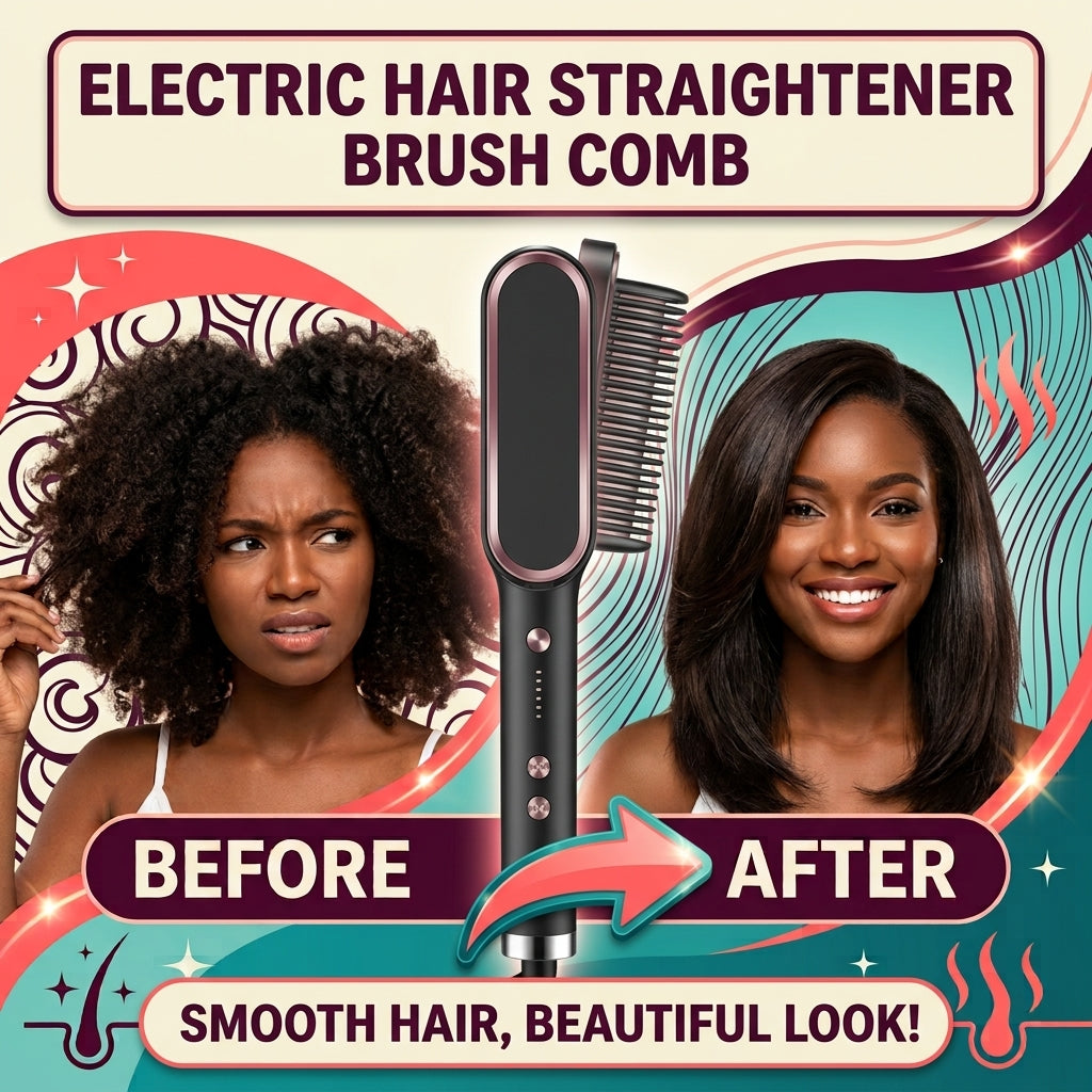 Electric Hair Straightener Brush Comb