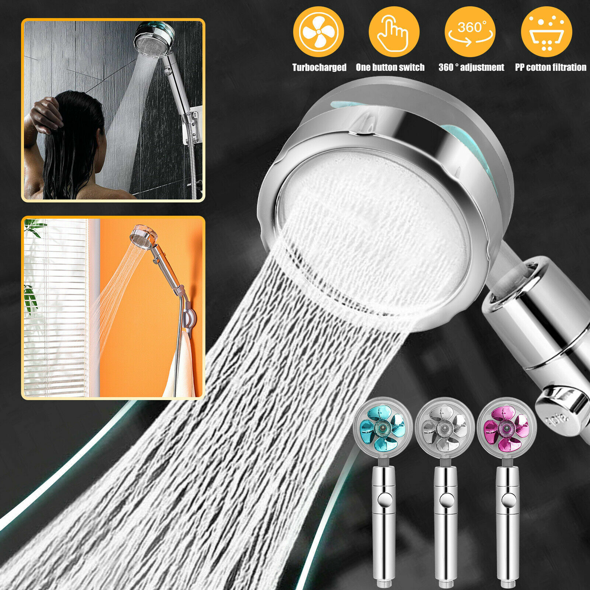High Turbo Pressure Showery® with Button Stop