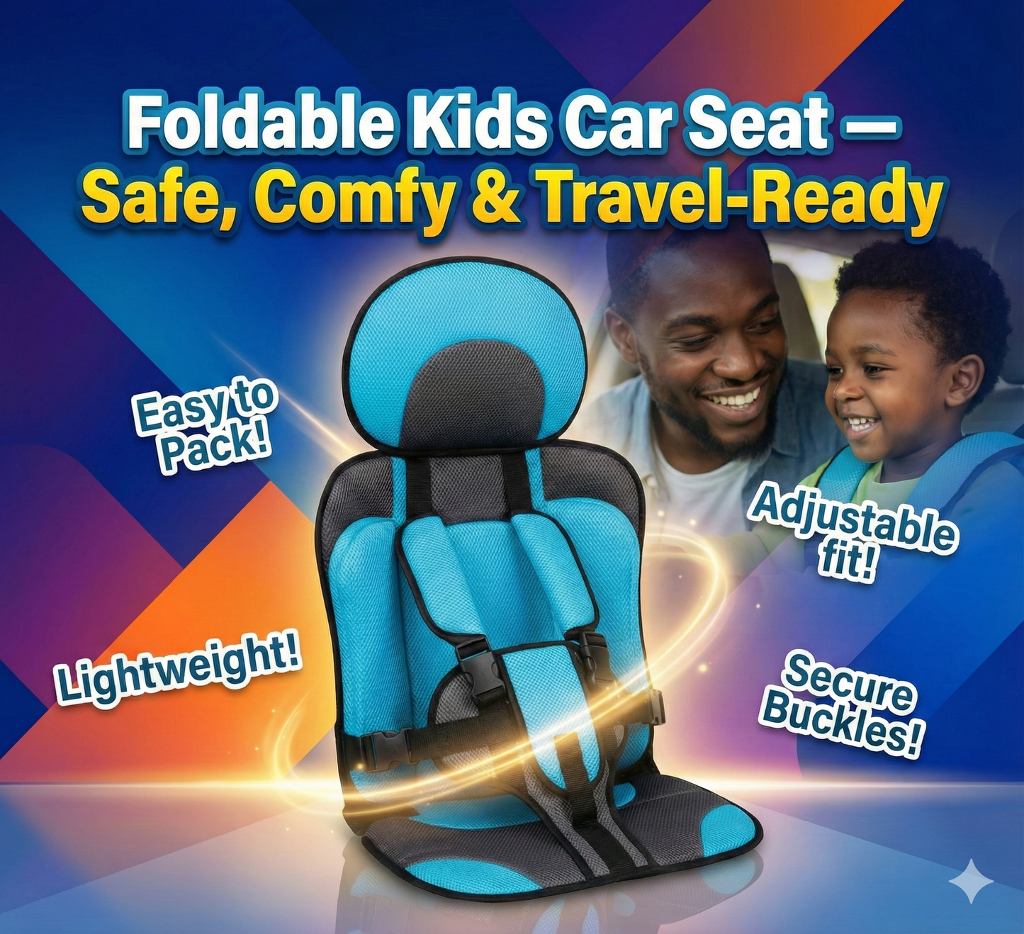 Foldable kids car seat